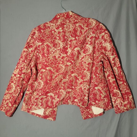 Red Baroque Print Jacket Women's Large Lightweight Inge Rojay Boulder CO - Picture 5 of 10